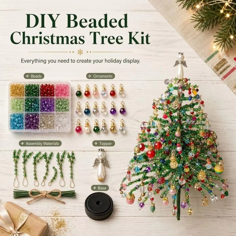 Home Decor Lighting Tree - DIY Beaded Christmas Tree Kit with
