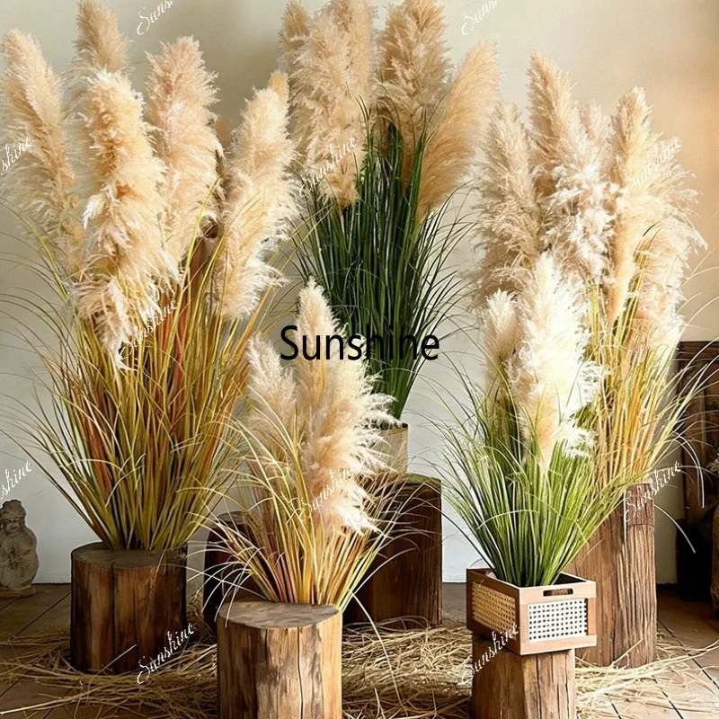 Home Decor Lighting Tree - Simulated green plants, natural reed, foxtail