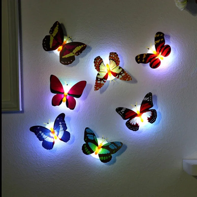 Lighting Decoration - 10pc Stickable Colorful LED Butterfly Night