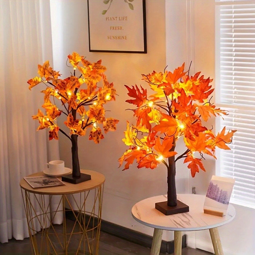 Home Decor Lighting Tree - 24-inch Fall Lighted Maple Tree, Thanksgiving