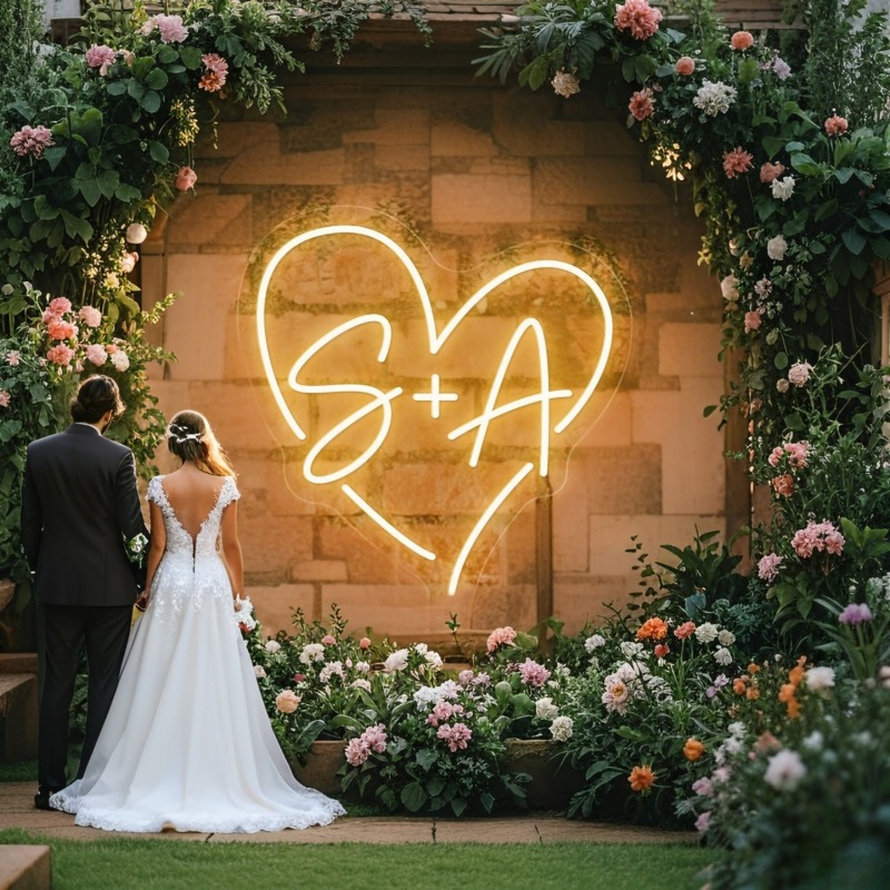Custom Initials Heart LED Neon - Lighting Decoration Ideas 评论和价格