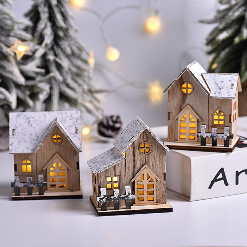 Christmas LED Light Wooden Hou - Home Decor Lighting Tree 评论和价格