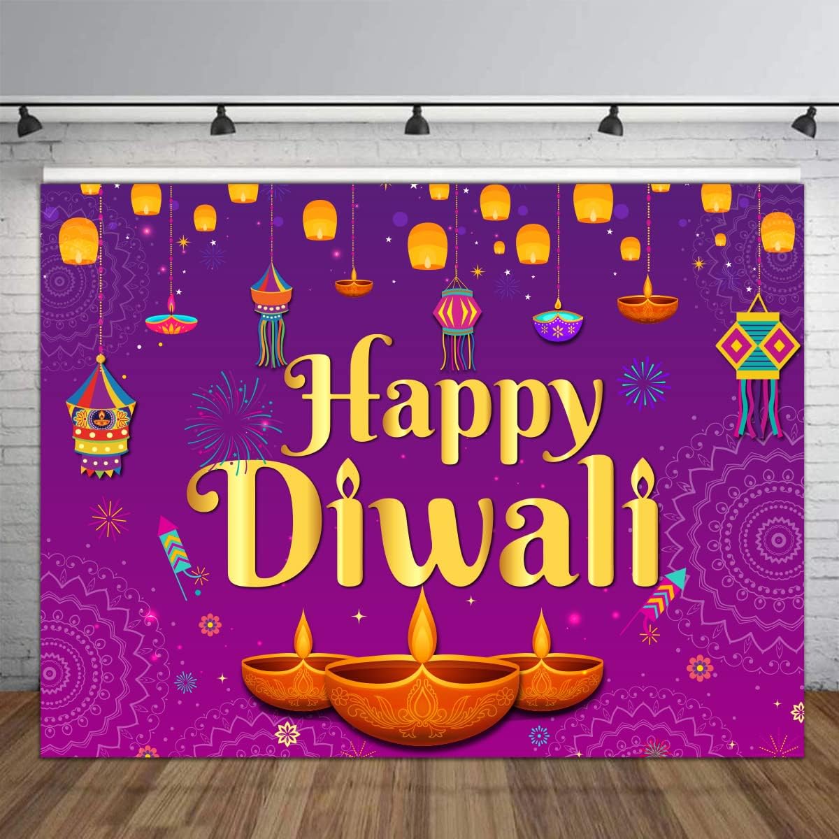 Happy Diwali Backdrop 5x7ft Wa - Decor Lighting India 评论和价格