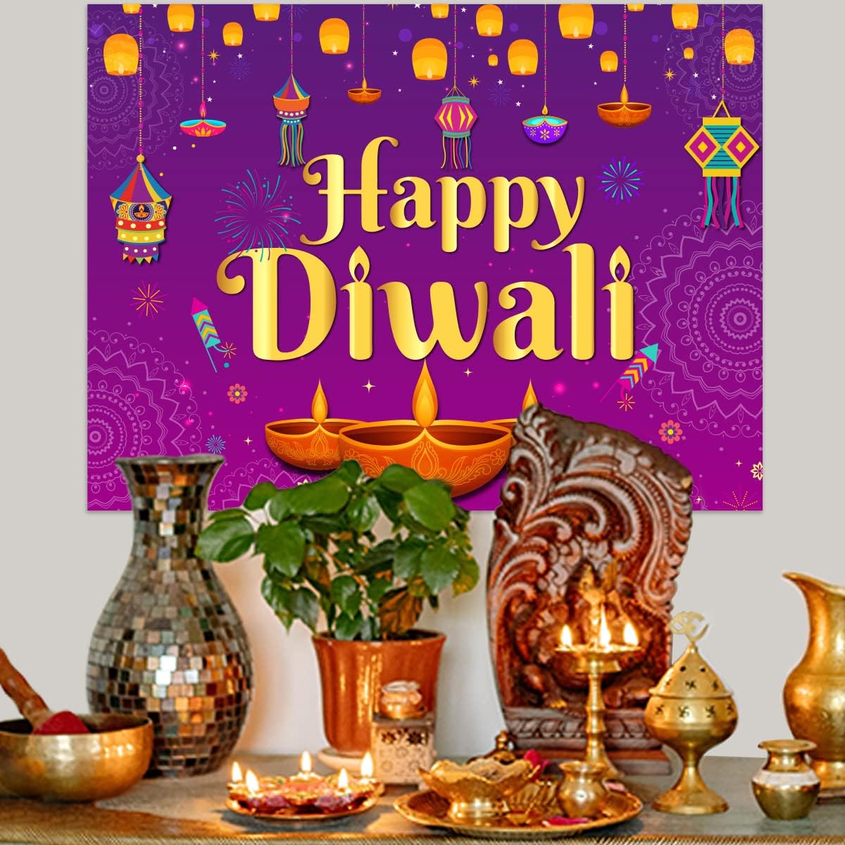 Happy Diwali Backdrop 5x7ft Wa - Decor Lighting India 评论和价格
