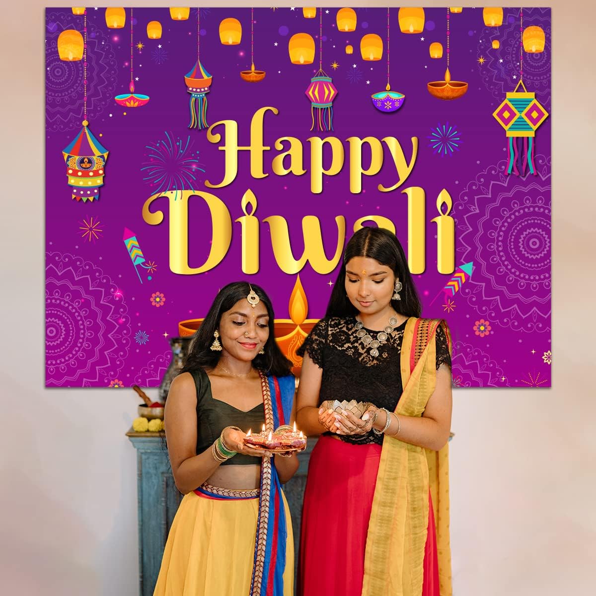 Happy Diwali Backdrop 5x7ft Wa - Decor Lighting India 评论和价格
